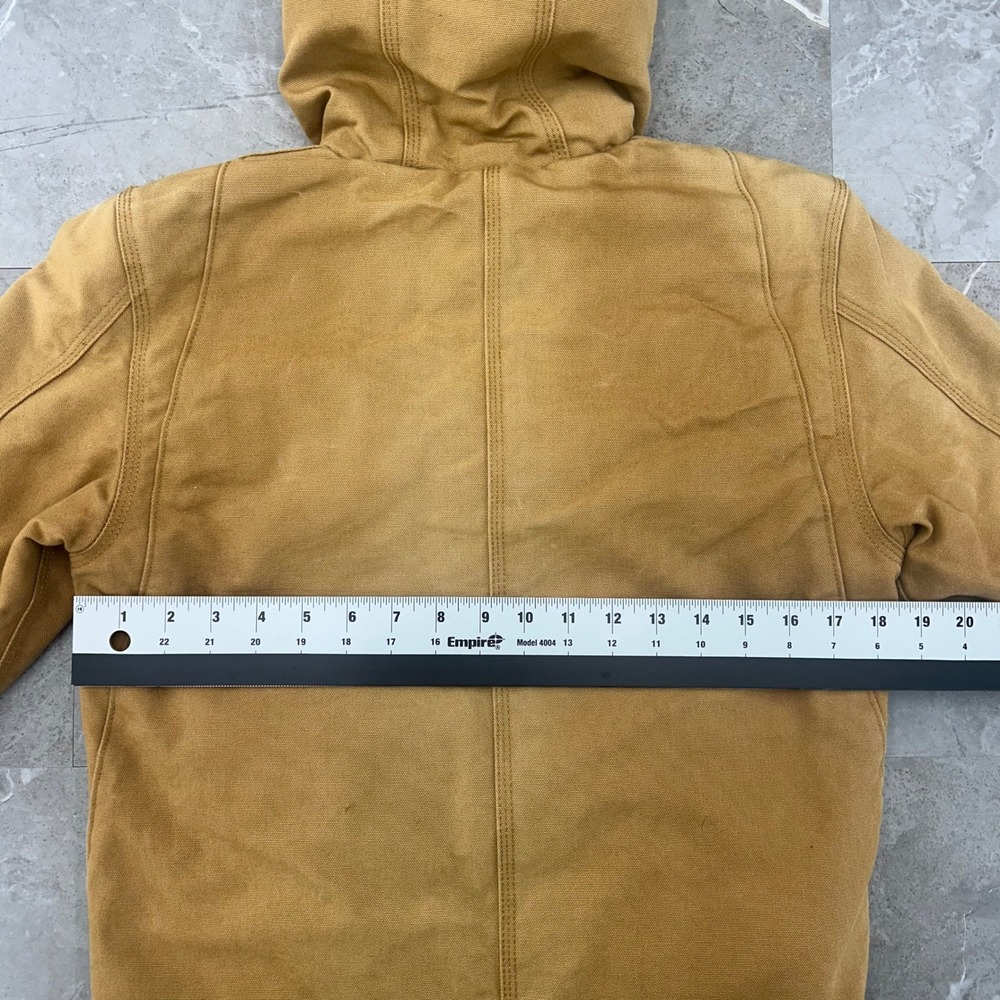 Carhartt Jacket Youth Medium 10 - 12 Diamond Quilted Hooded Faded Brown Boys Kid - Picture 6 of 16